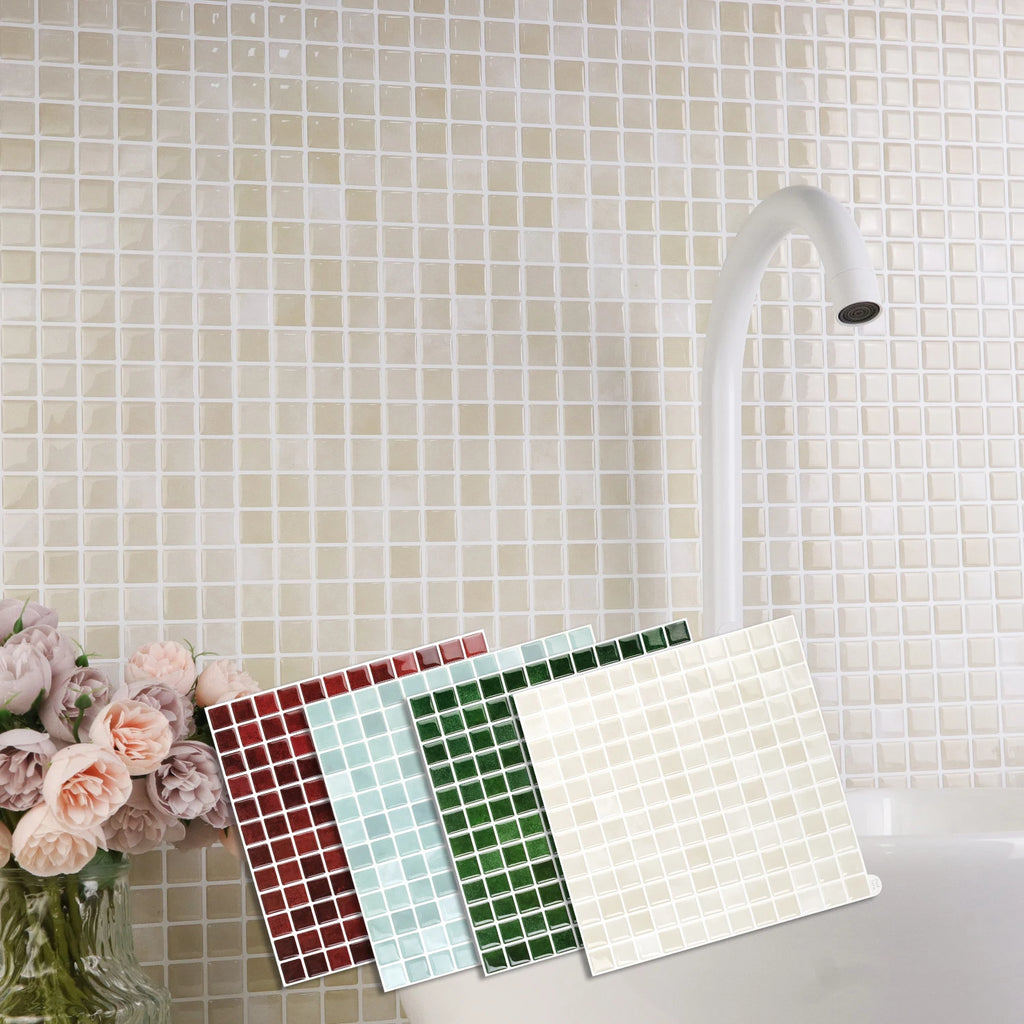 10 Sheets Brick Wall Stickers 3D Mosaic Patterned Vinyl Tiles Marble Textured Surface Wallpaper For Home Application