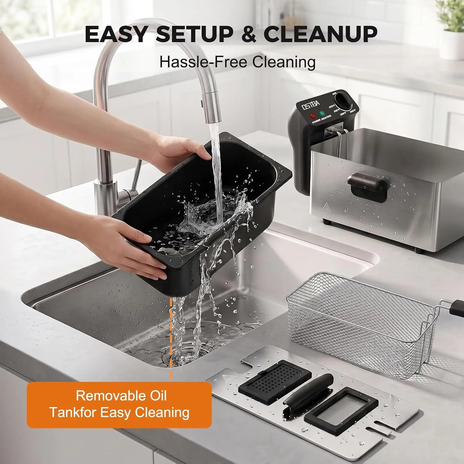 Electric Deep Fryer with Basket, 3.2QT Stainless Steel Countertop