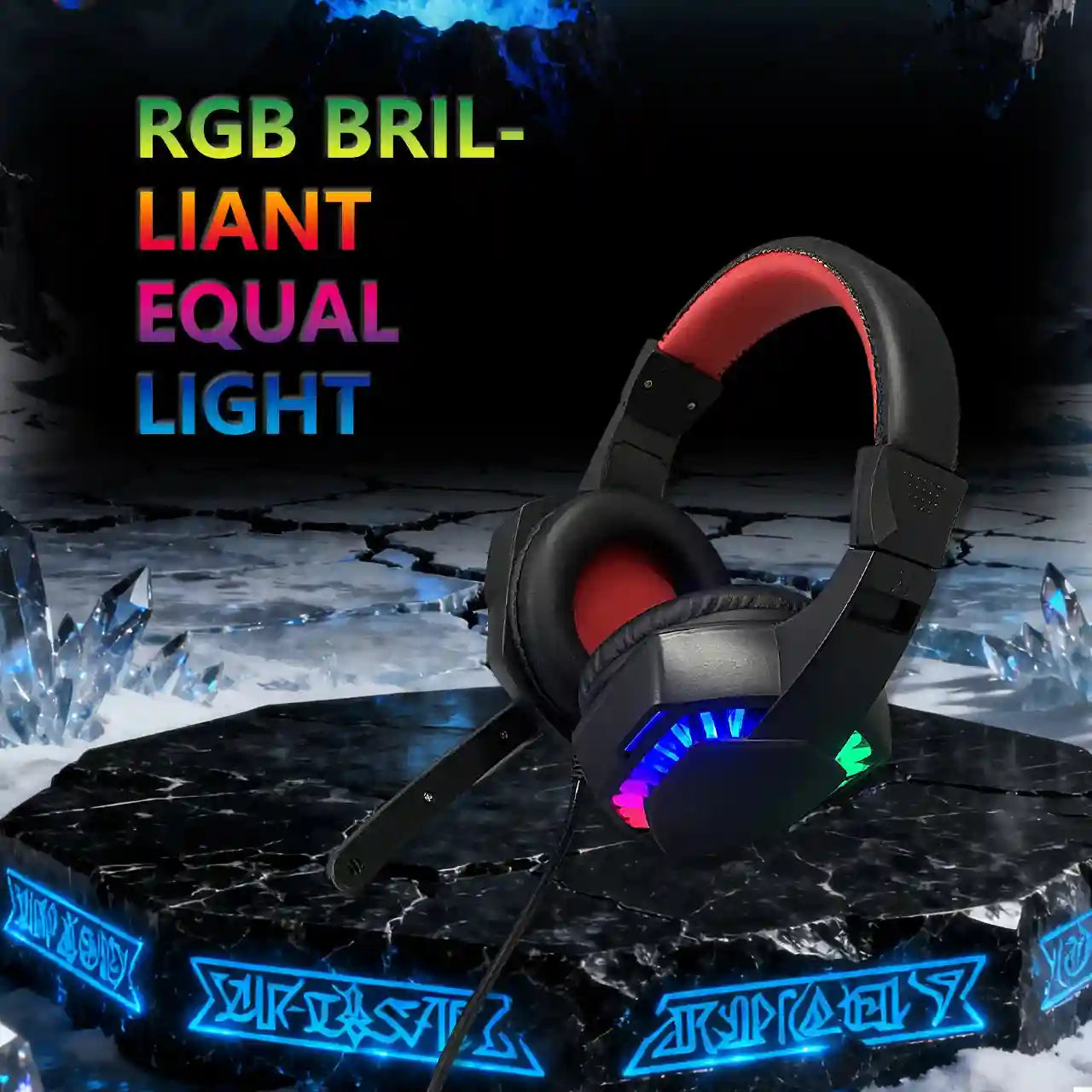 Wired Gaming Headset: RGB Over-Ear Audio with Low Latency for PC Gaming Tidesmit