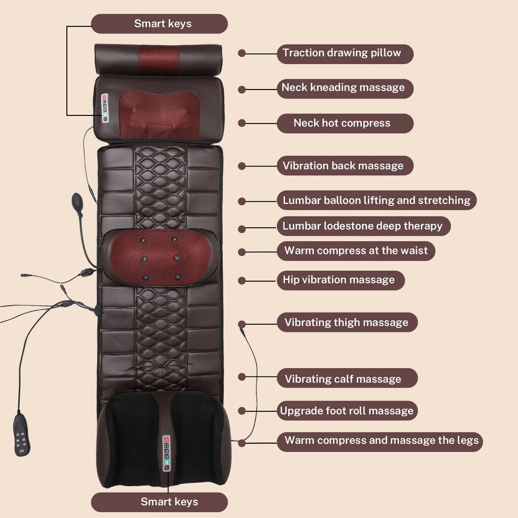 Full Body Electric Massage Mattress with Heat Therapy & Airbags Massage Cushion Tidesmit