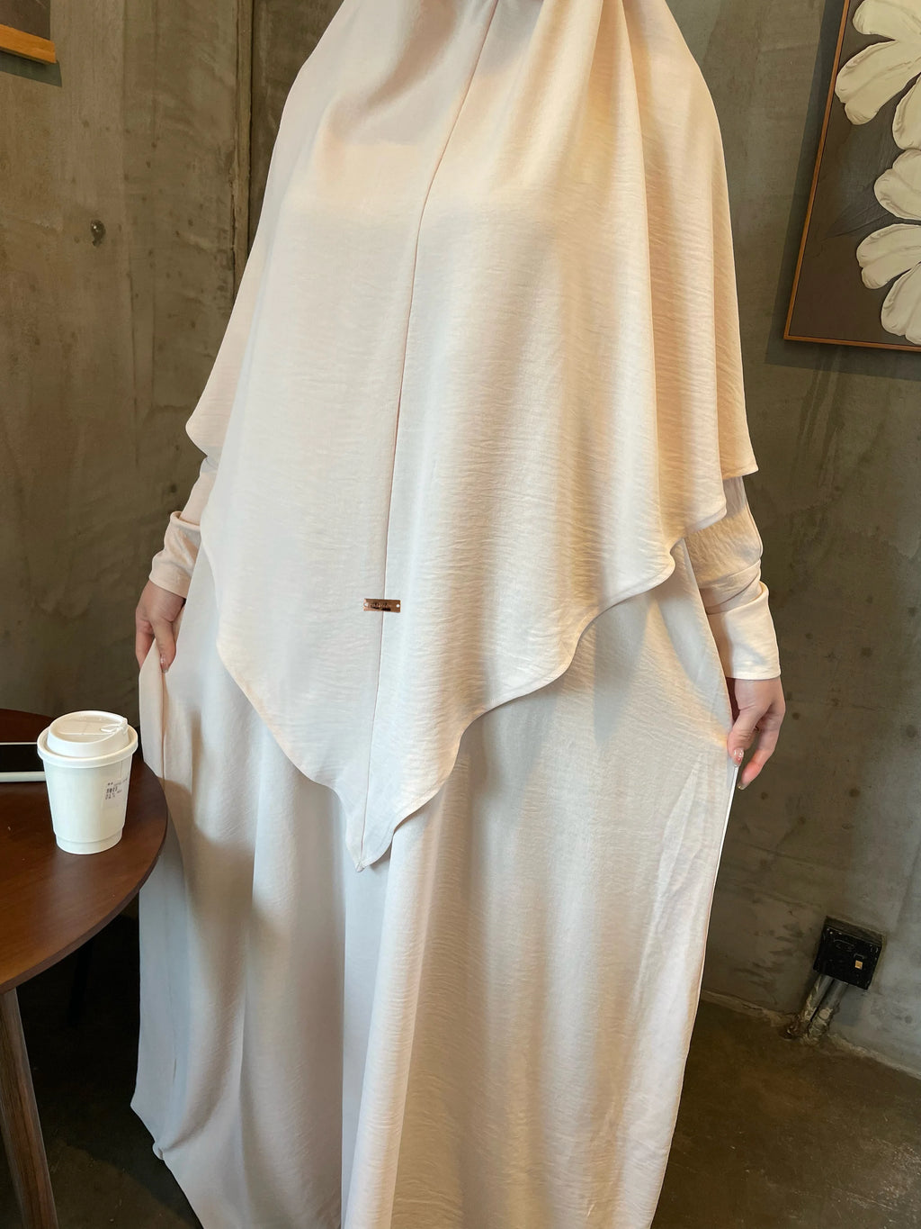 Crepe Khimar Set Boat Neck Two-Piece Abaya Hijab Muslim Maxi Dress hijab headsarf