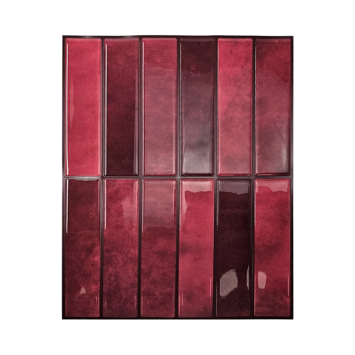 1/5/10/30 PC Burgundy 3D Peel and Stick Backsplash 11.4" x 9" Self Adhesive Tile for Kitchen Bathroom Wall Tiles DIY Wall Decor