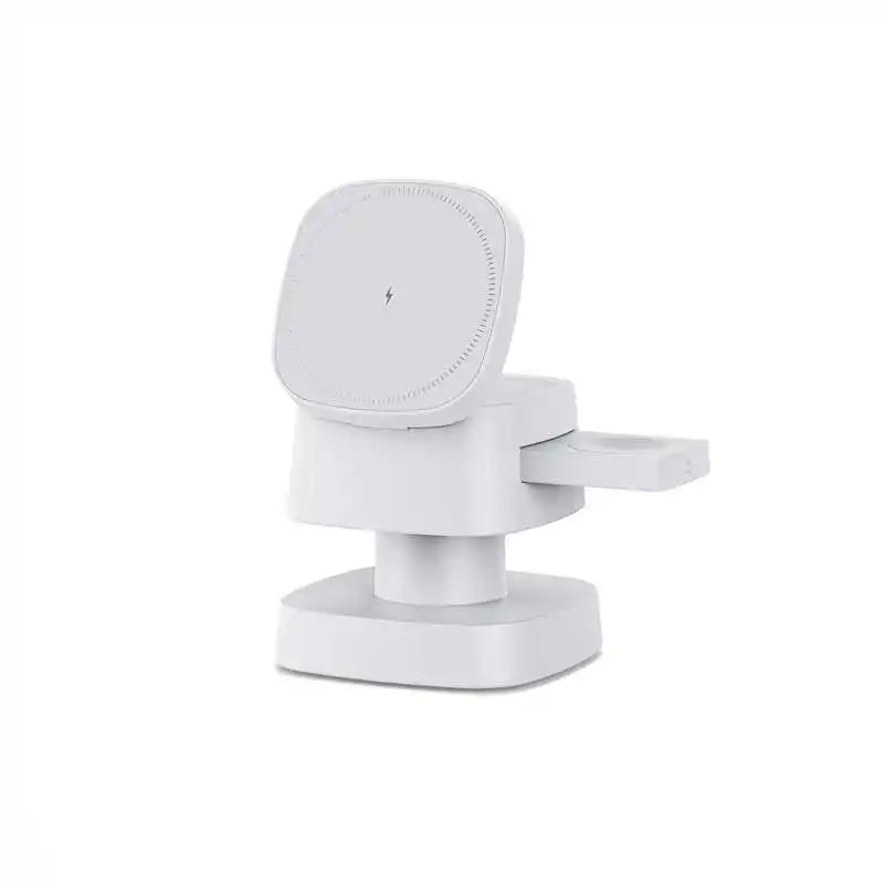 3-in-1 Magnetic Wireless Charger: Qi Certified Multi-Device Station WHITE Tidesmit