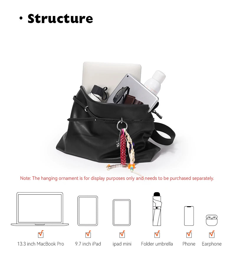 BAFELLI Underarm Tote Bag - Soft Travel Bag-Inspired Leather Crossbody for Women Compact Design Lightweight Shoulder Purse