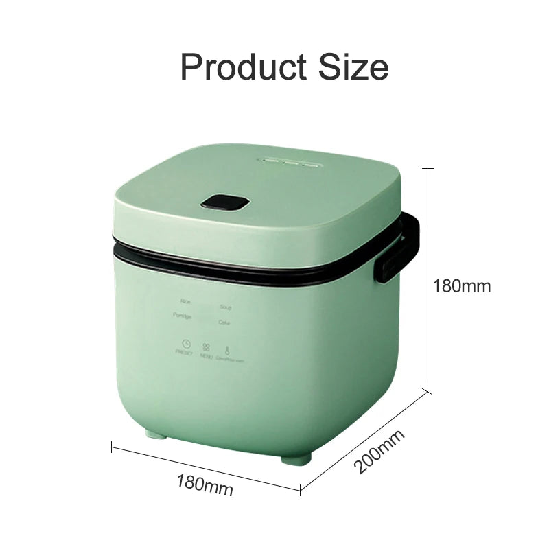 Teal mini electric rice cooker body with compact product size dimensions