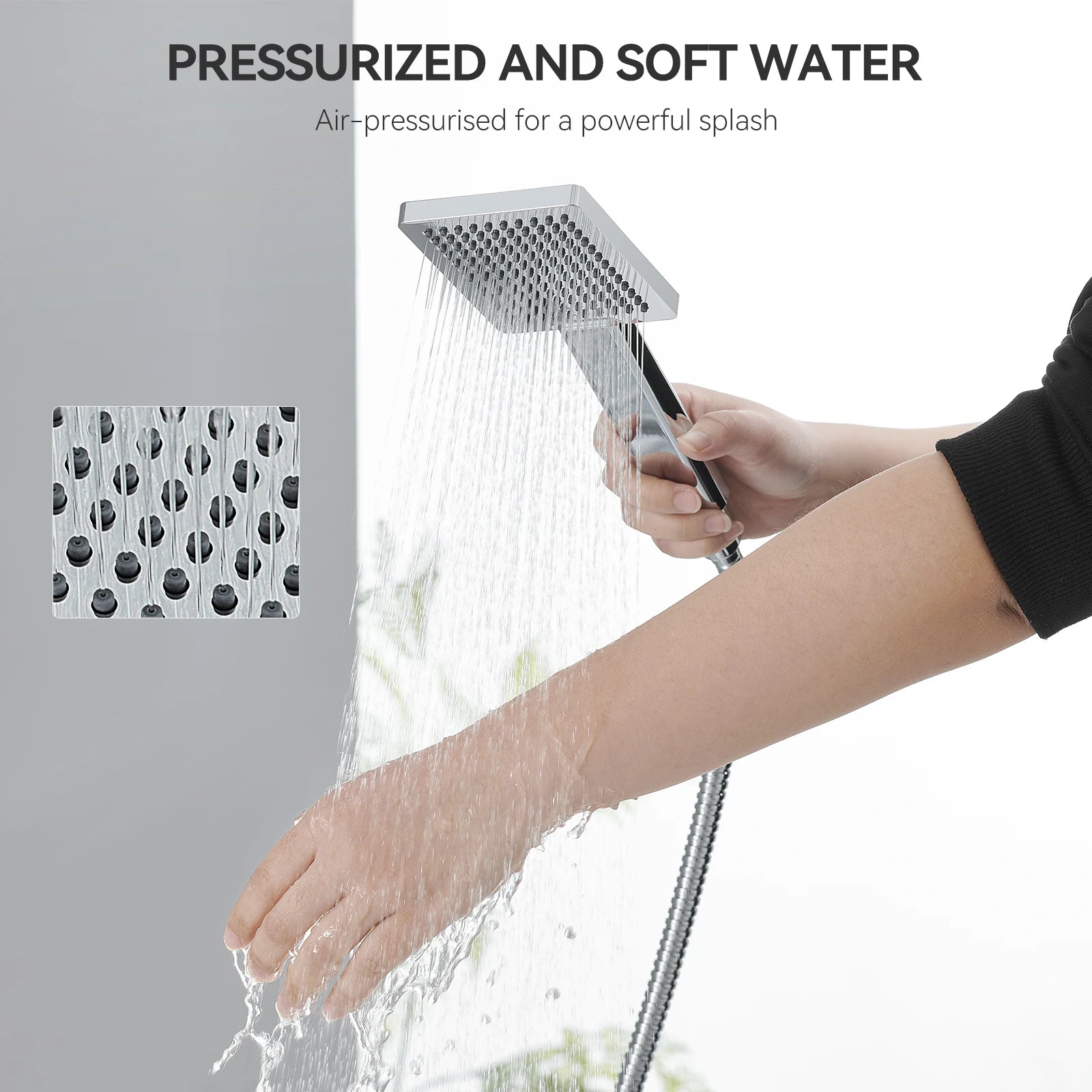 Auralum Thermostatic Shower Column, 38°C Thermostatic Mixer, Stainless Steel Shower System, Brass Faucet,12 inch, Chrome