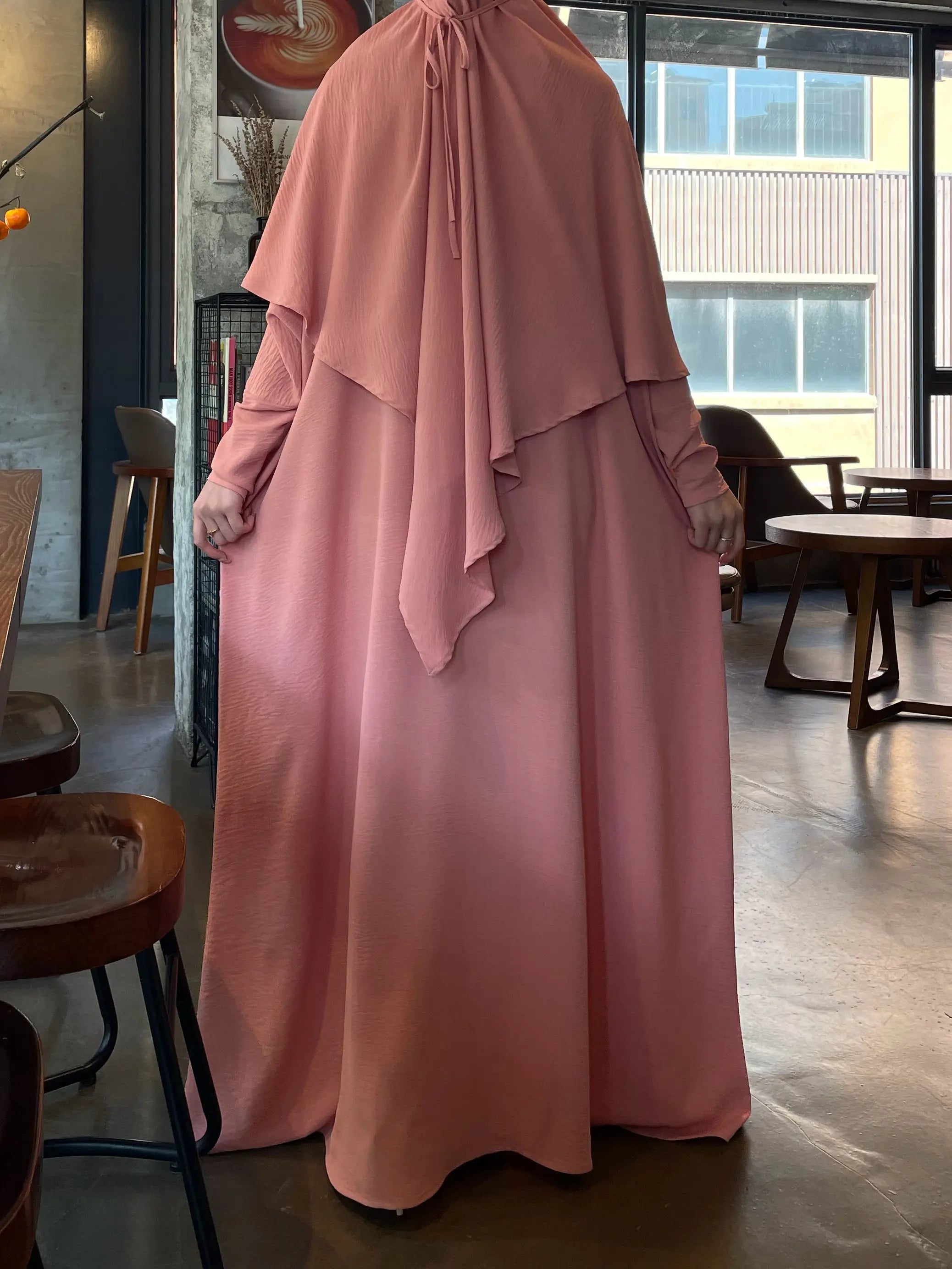 Crepe Khimar Set Boat Neck Two-Piece Abaya Hijab Muslim Maxi Dress hijab headsarf