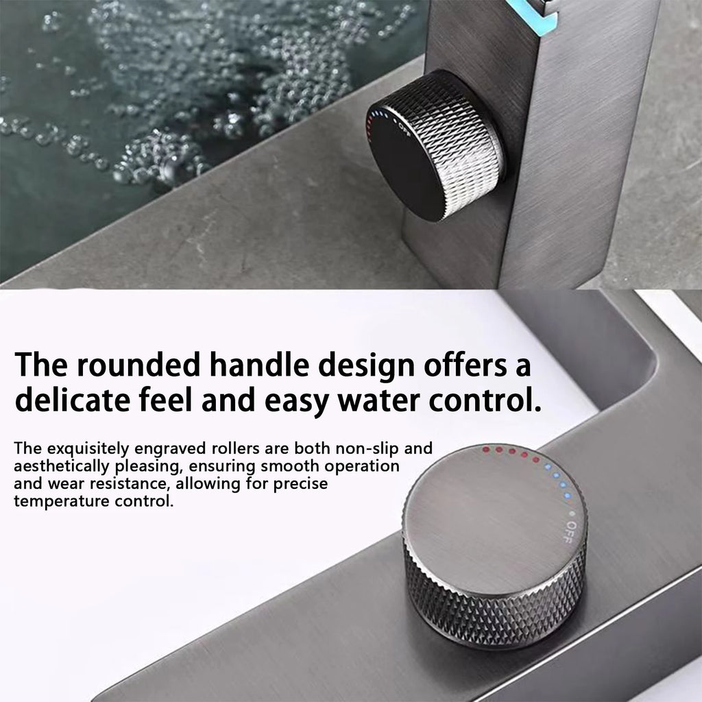 Digital Display Bathroom Basin Faucet Intelligent LED Temperature Display Deck Mounted Washbasin Crane Hot Cold Water Mixer Sink Vanity Tap ﻿