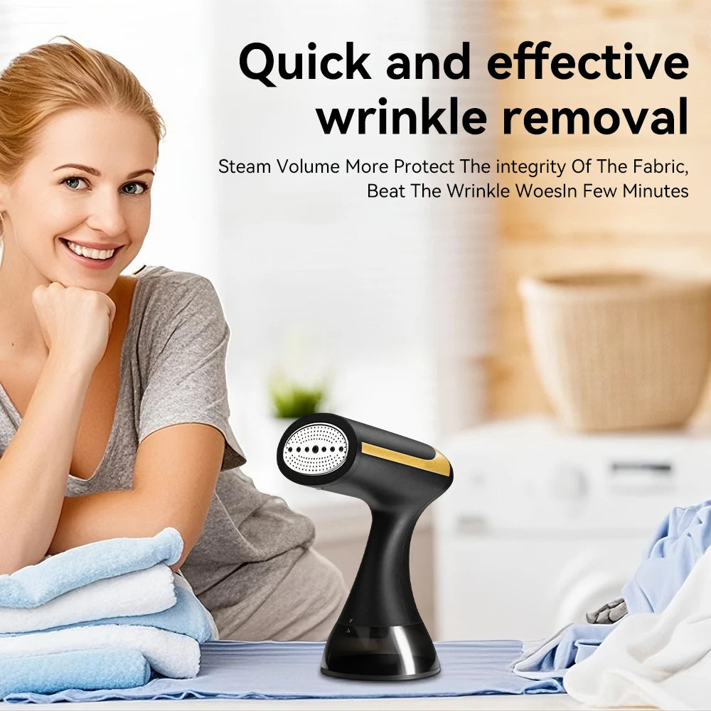 Tidesmit portable handheld fabric steamer showing compact travel design for fast wrinkle removal on clothes