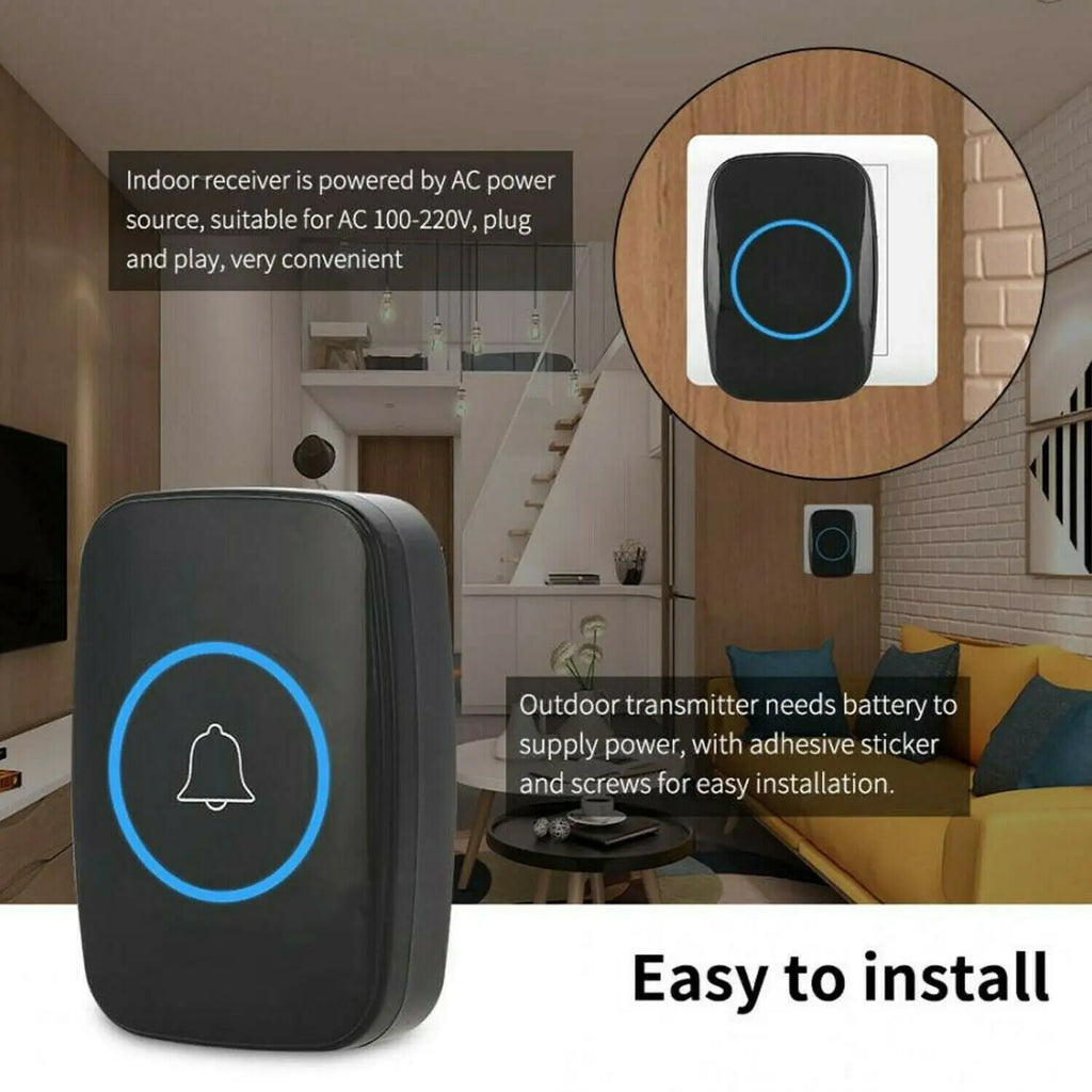 1000ft Wireless Doorbell Waterproof Long Range Battery Operated Cordless Door Bell