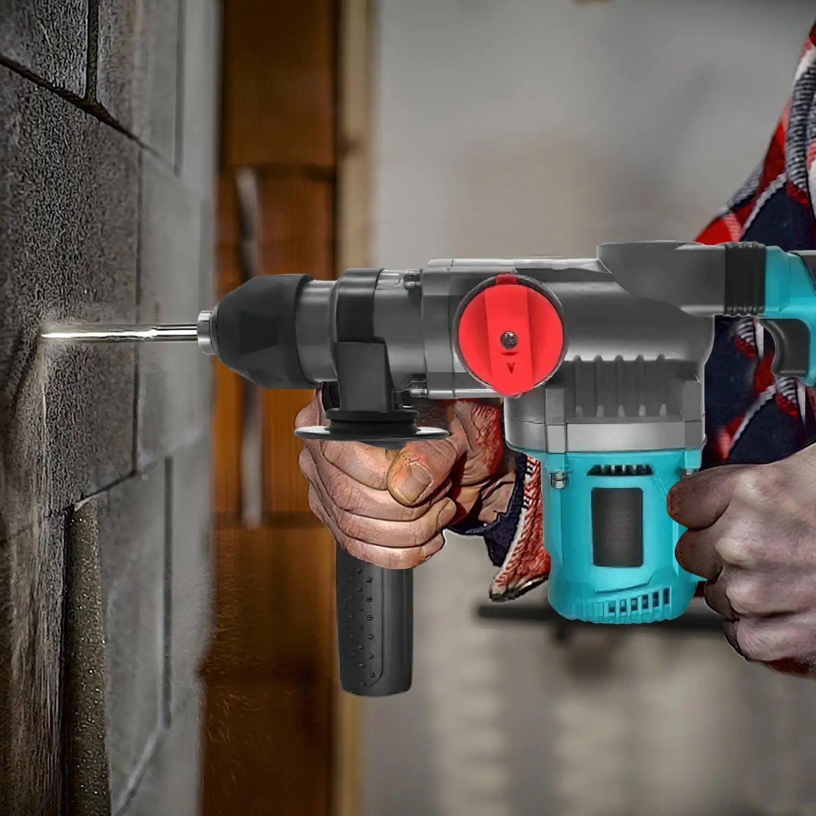 Brushless Electric Hammer Drill Multi-function Rotating Power Screwdriver 26MM Wireless Hammer Drill Tool Compatible with Makita 21V Battery