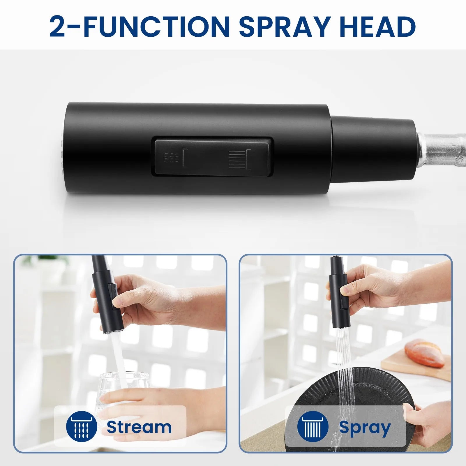 Black Kitchen Figot, Kitchen Jigger with Extractable Shower, Kitchen Sink Figger with Two Spray Functions, Stainless Steel, High-Arc Fsink