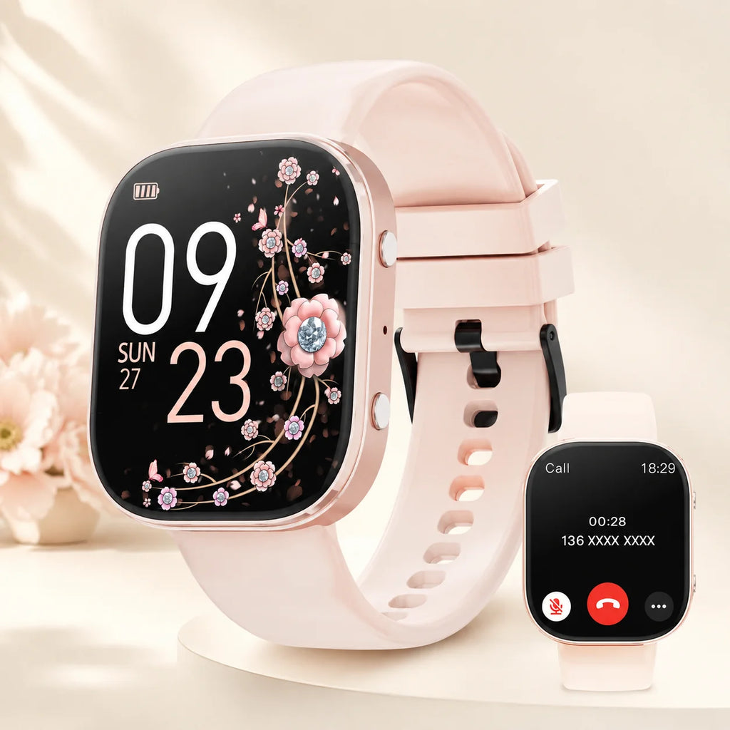 2026 New 1.88 Inch HD Smart Watch Women Bluetooth Call Smartwatch IP68 Waterproof Fitness Tracker DIY Custom Watch Face Sleep Monitor Multi Sports Mode Long Battery Life Message Reminder Smart Watch For Android IOS Ladies Gif