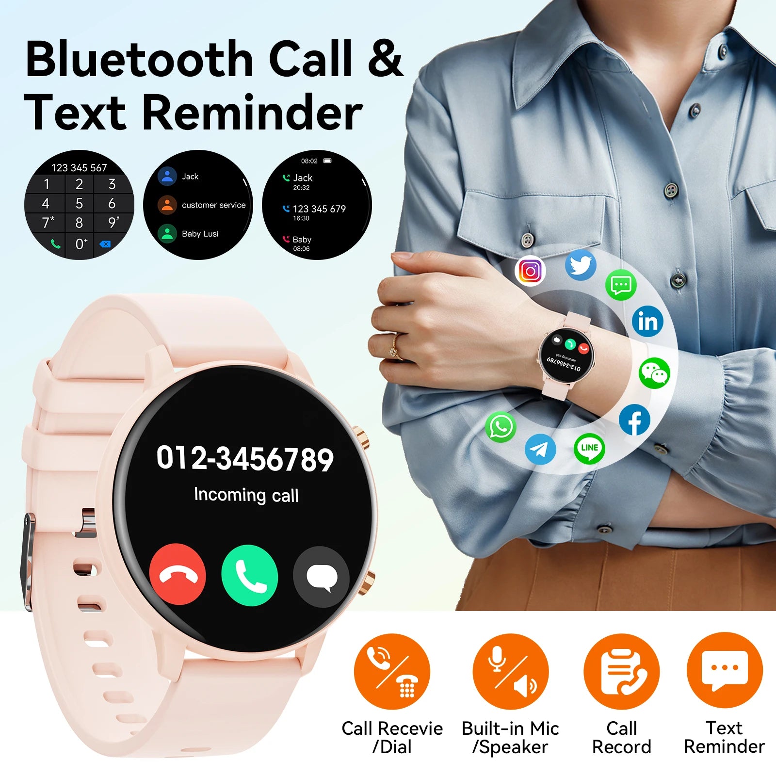 1.39'' HD 360*360 Smart Watch Bluetooth Calling, BLE5.2 IP67 Waterproof Fitness Tracker, Real-time Heart Rate Multi-Sport