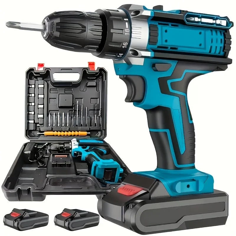 520N.M Torque Impact Drill Electric Screwdriver 3 IN 1 Cordless Electric Hammer Drill Driver Lithium-Ion Battery Power Tools