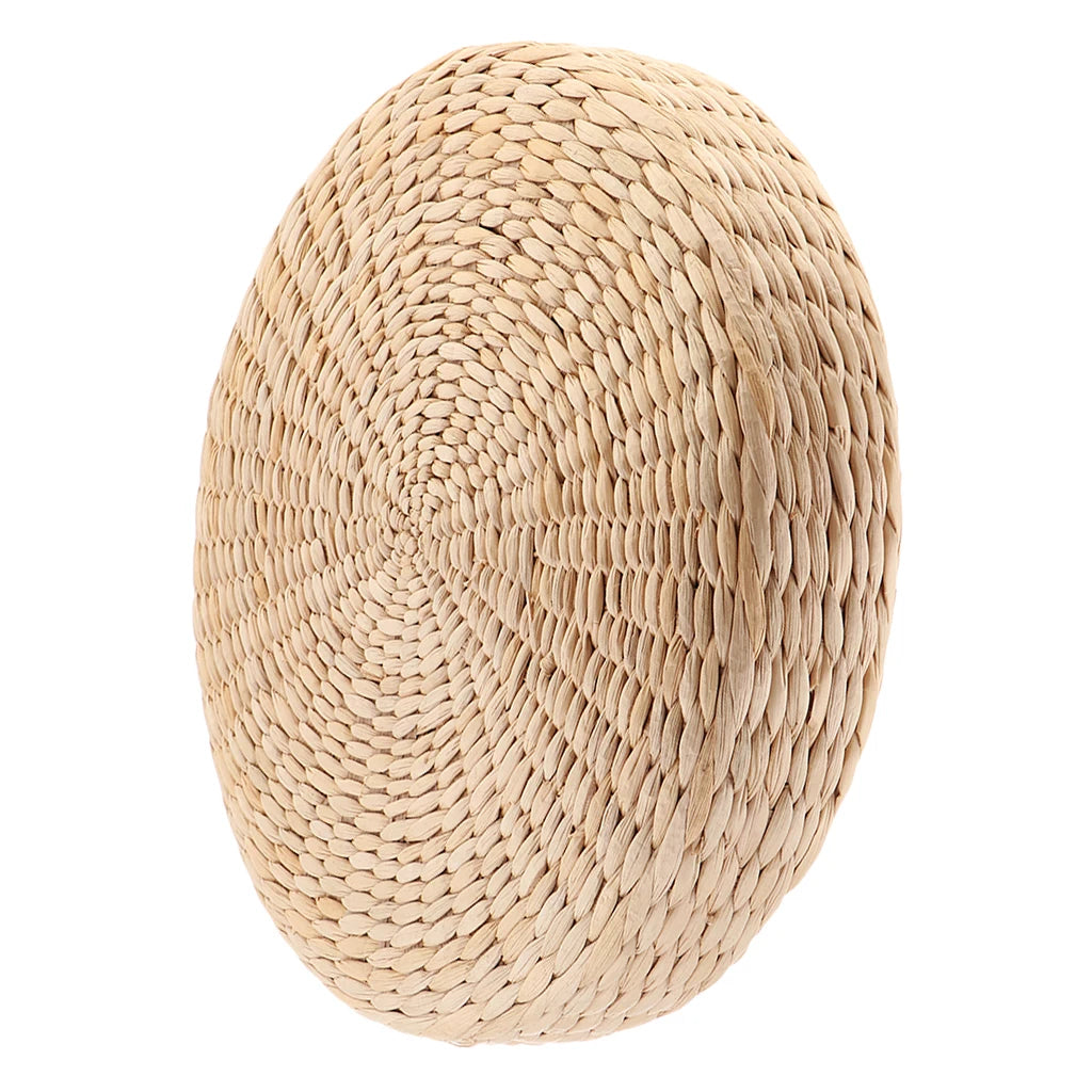 Natural Straw Round Pouf Tatami Sitting Cushion Floor Mat Pouf Pure Hand Woven Living Room Worship Meditation Cushion Floor Seat