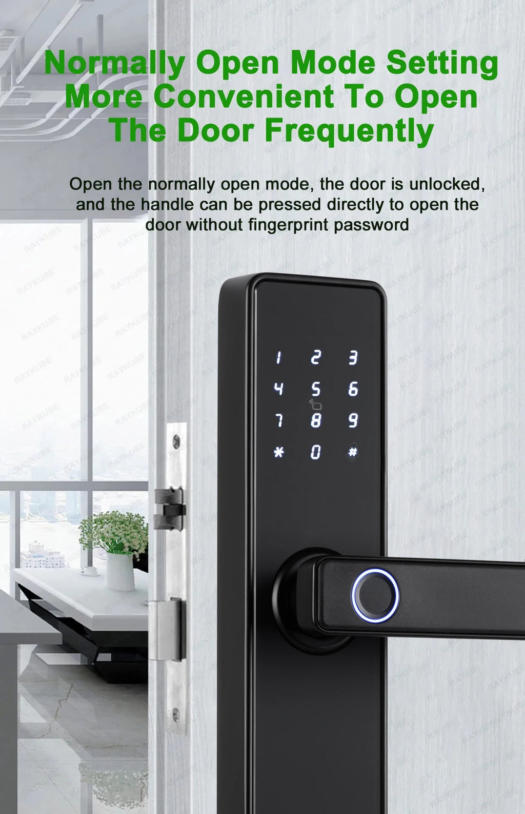 RAYKUBE K20 9-language Biometric Fingerprint Door Lock Electronic Door Lock with  Tuya APP/IC Card/Password/ Key Unlock