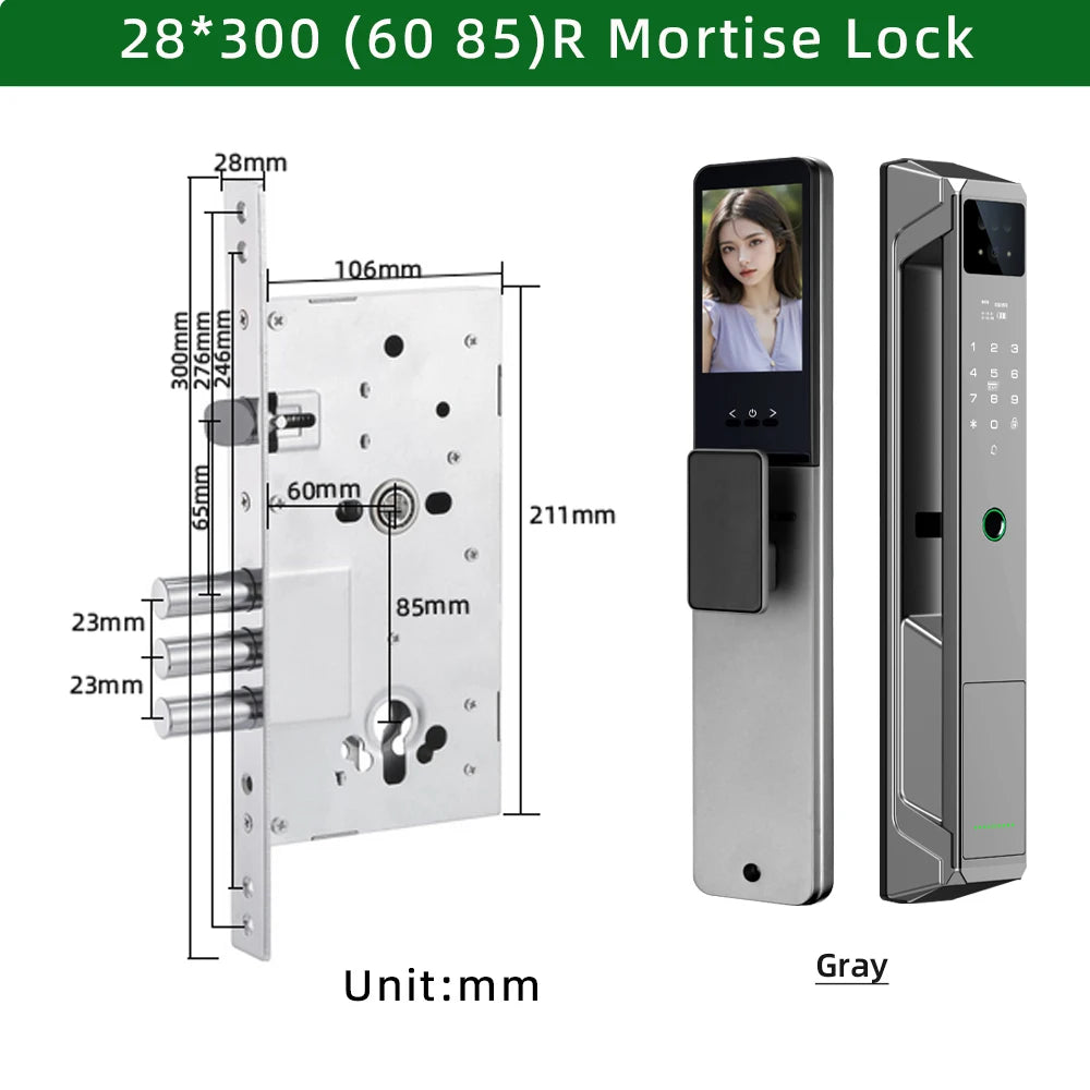 RAYKUBE 21-language Voice Tuya WiFi Camera Palm Vein Smart Fingerprint Lock Face Recognition Digital Lock With Video Call P85