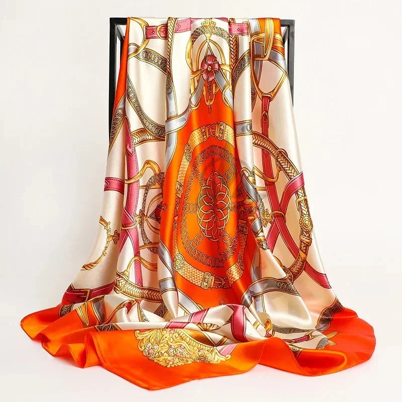 Premium Customized Print Square Silk Scarf Women Ethnic Style Spring Floral Pattern Lightweight Soft Touch 100% Silk
