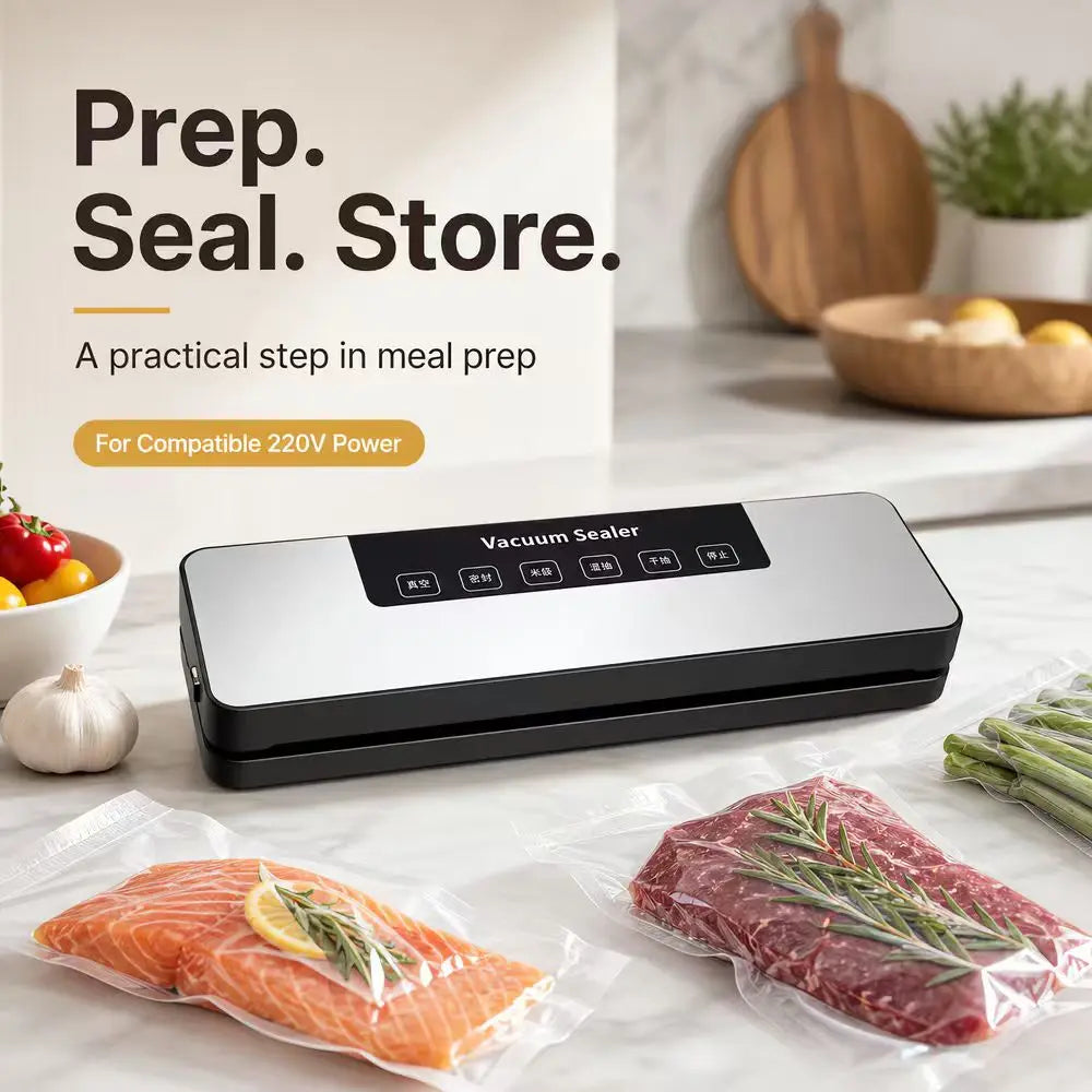 Vacuum Sealer Machine With Purple‑Light Sterilization 6‑in‑1 Automatic Food Sealer Dry & Wet Mode Strong Suction Household Food Preservation Sealing Machine