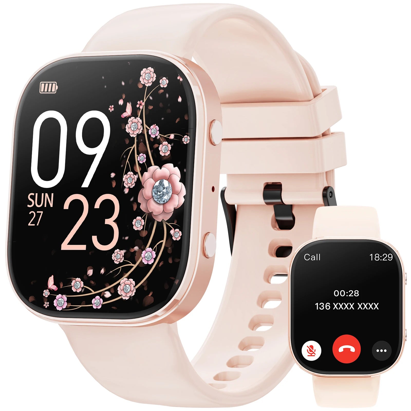 2026 New 1.88 Inch HD Smart Watch Women Bluetooth Call Smartwatch IP68 Waterproof Fitness Tracker DIY Custom Watch Face Sleep Monitor Multi Sports Mode Long Battery Life Message Reminder Smart Watch For Android IOS Ladies Gif