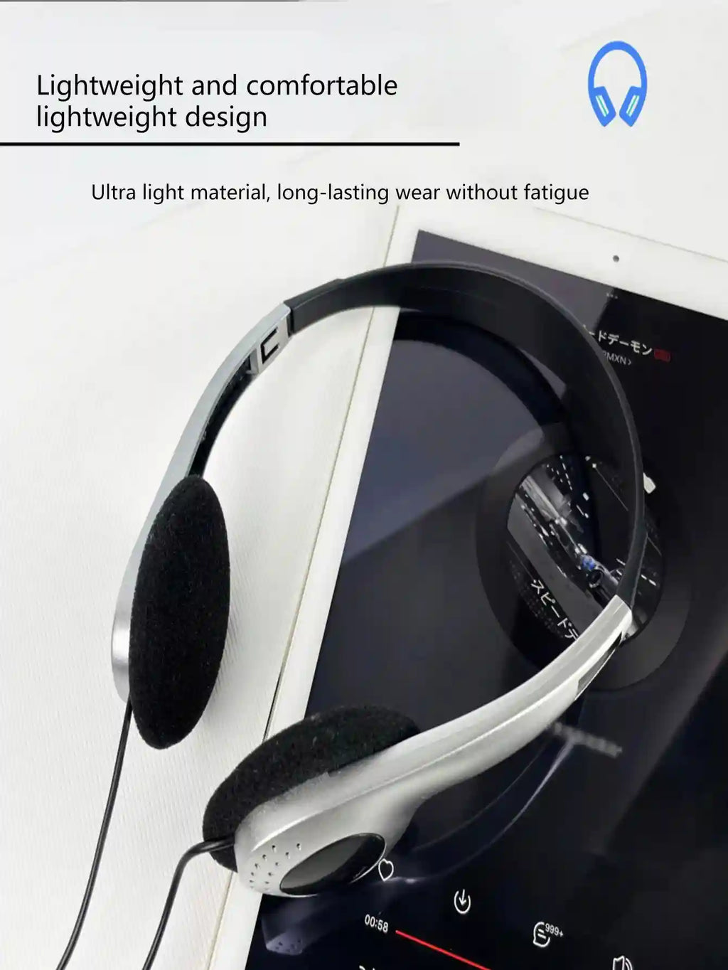 Retro Wired Headphones in Silver - Studio Comfort Over-Ear Design Tidesmit