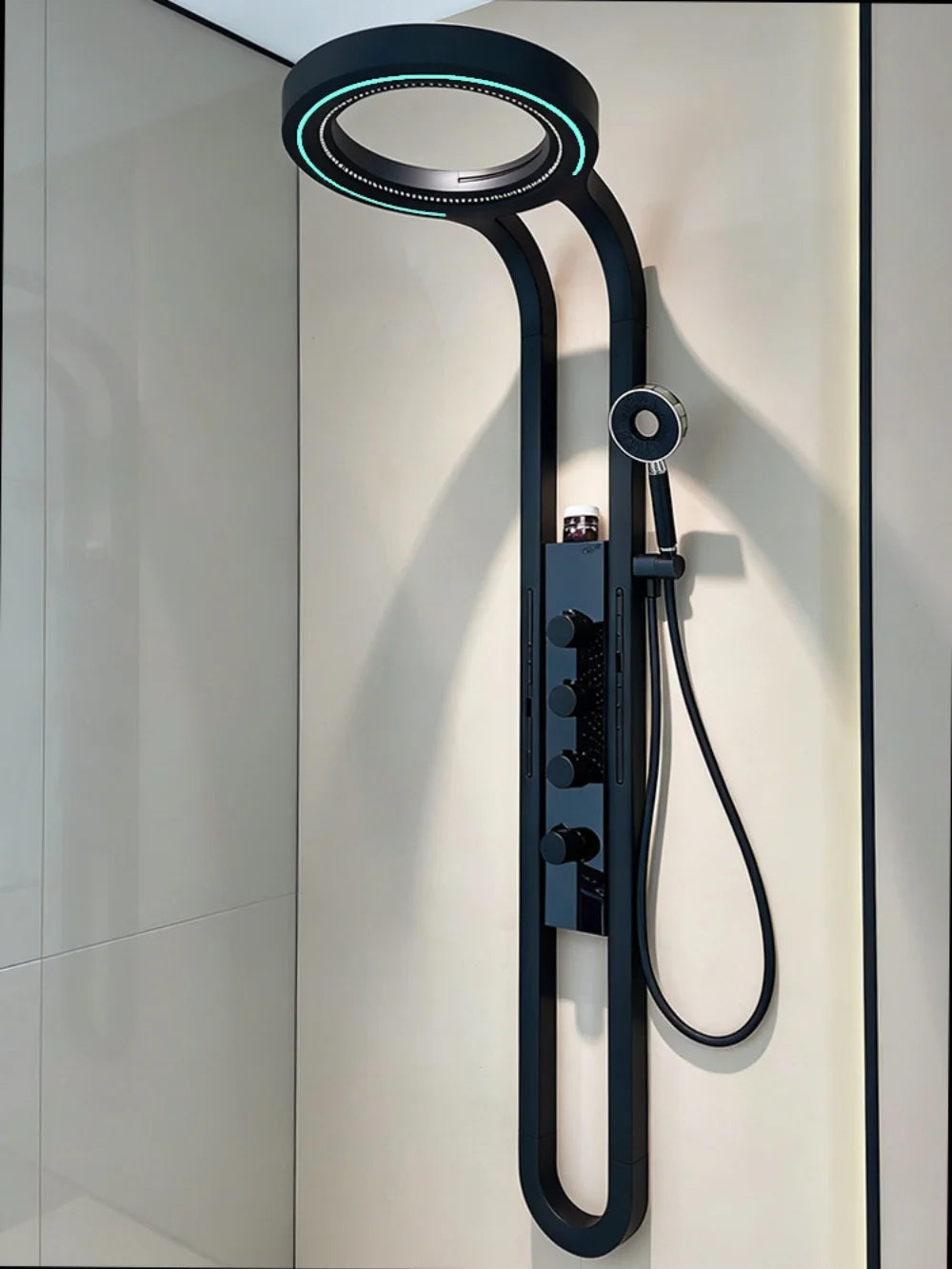 Wall Mounted Light Shower Faucet Panel LED Digital Display Shower Faucet Set Shower Screen Waterfall Bathroom Shower System Set