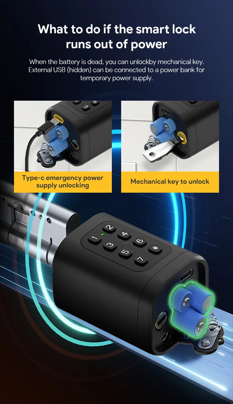 Euro TTLock APP Fingerprint or Code Password Digital RFID Card Cylinder Smart Door Lock Electronic with Alexa Google Home