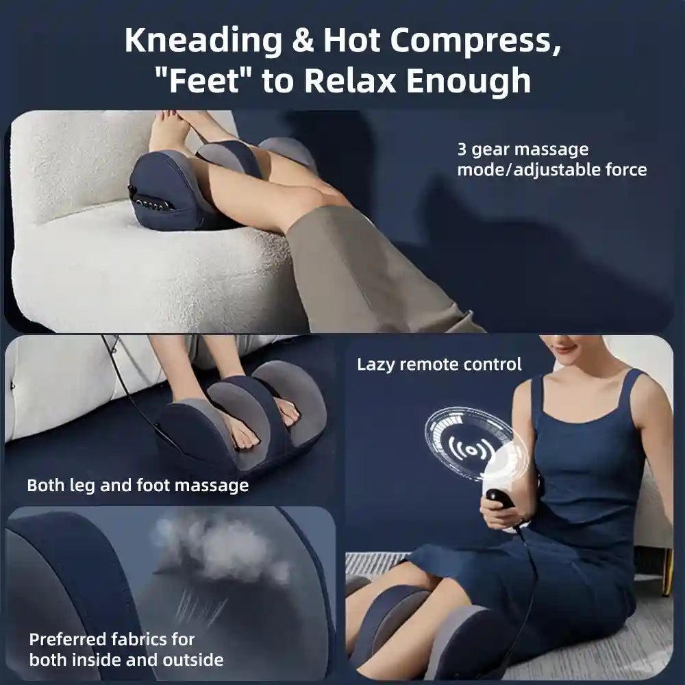 Electric Foot Massager with Heat - Shiatsu Deep Tissue Kneading Roller Blue Massage Roller Tidesmit