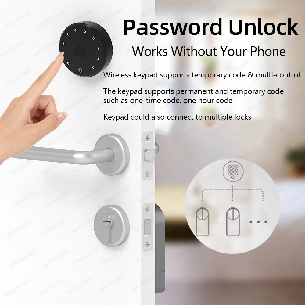 New RAYKUBE A1 Ultra Tuya BLE Intelligent Electronic Door Lock Fingerprint Keypad FPT1 Unlock No-dig Installation for Smart Home