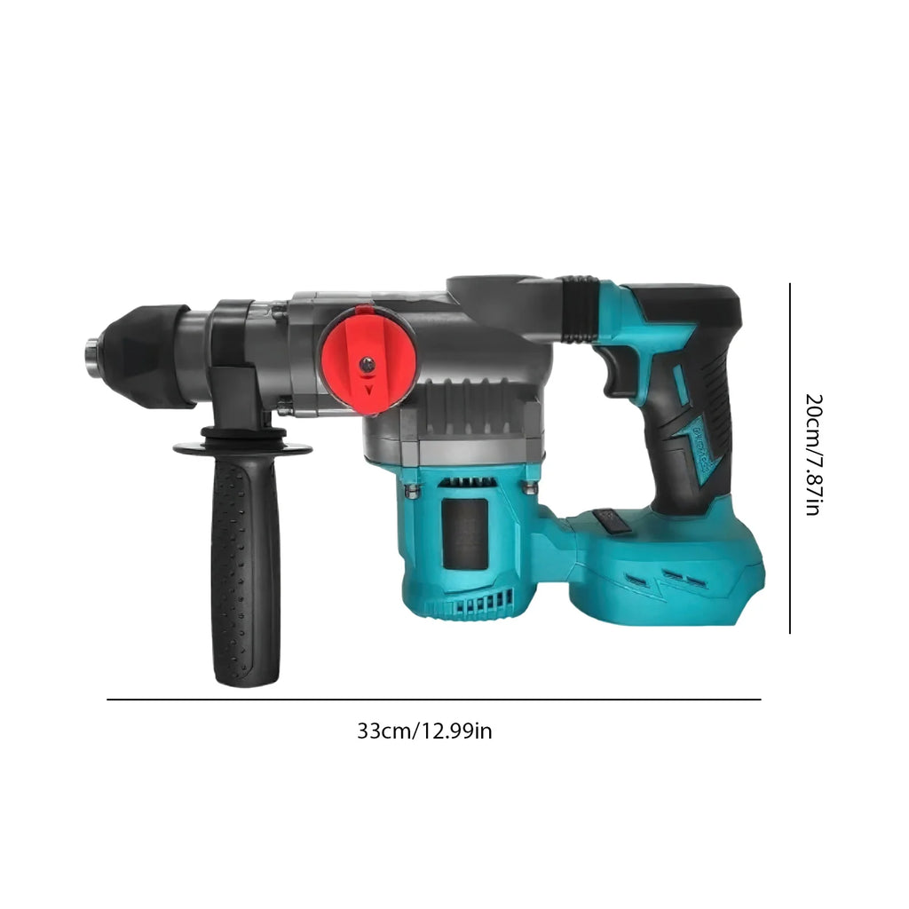 Brushless Electric Hammer Drill Multi-function Rotating Power Screwdriver 26MM Wireless Hammer Drill Tool Compatible with Makita 21V Battery
