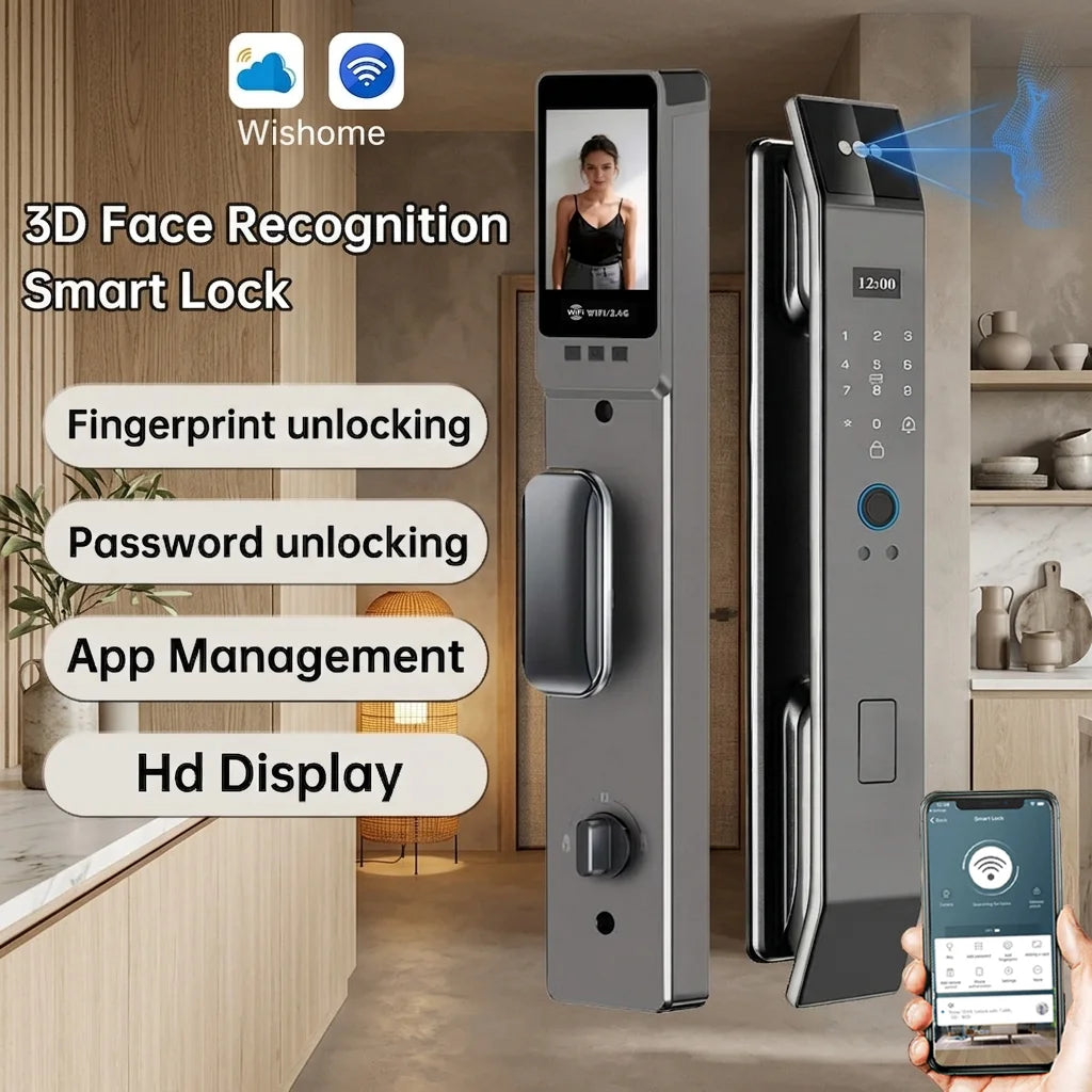Wishome WiFi APP Smart Door Lock 3D Face Recognition Fingerprint Electronic Door Lock