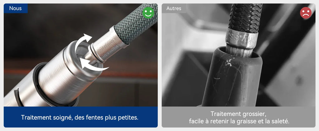 Kitchen Faucet Brushed, Screen Pull-Out Water Tap Kitchen 360 °   Rotatable, 2 Types of Spray Modes Cold Hot Water Stainless Steel 304, G3/8 Dvgw Single Handle Mixer, Sink Faucet Easy Installation