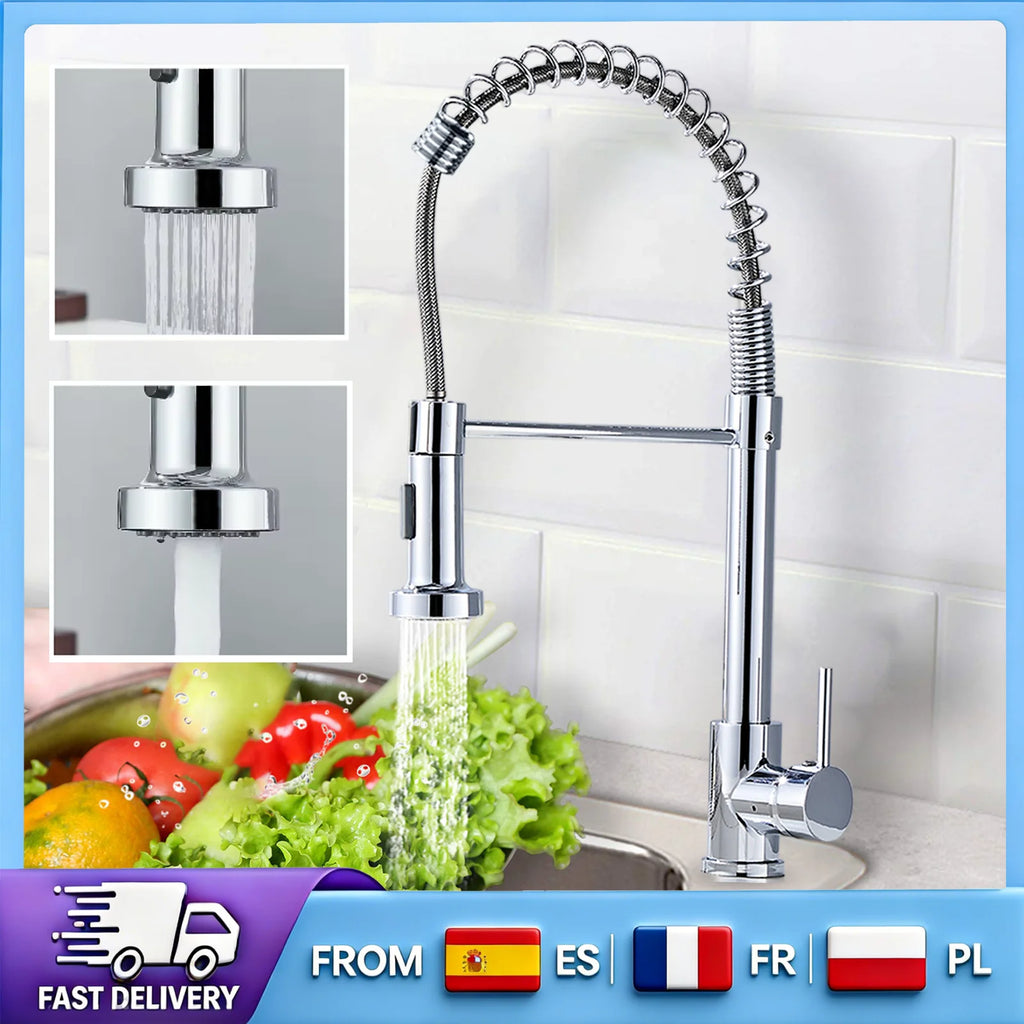 Solid Brass Kitchen Sink Faucet Drip Free Ceramic Valve Swivel Spout Design, Hot and Cold Water Mixer Tap Complete Accessories for Home Kitchen