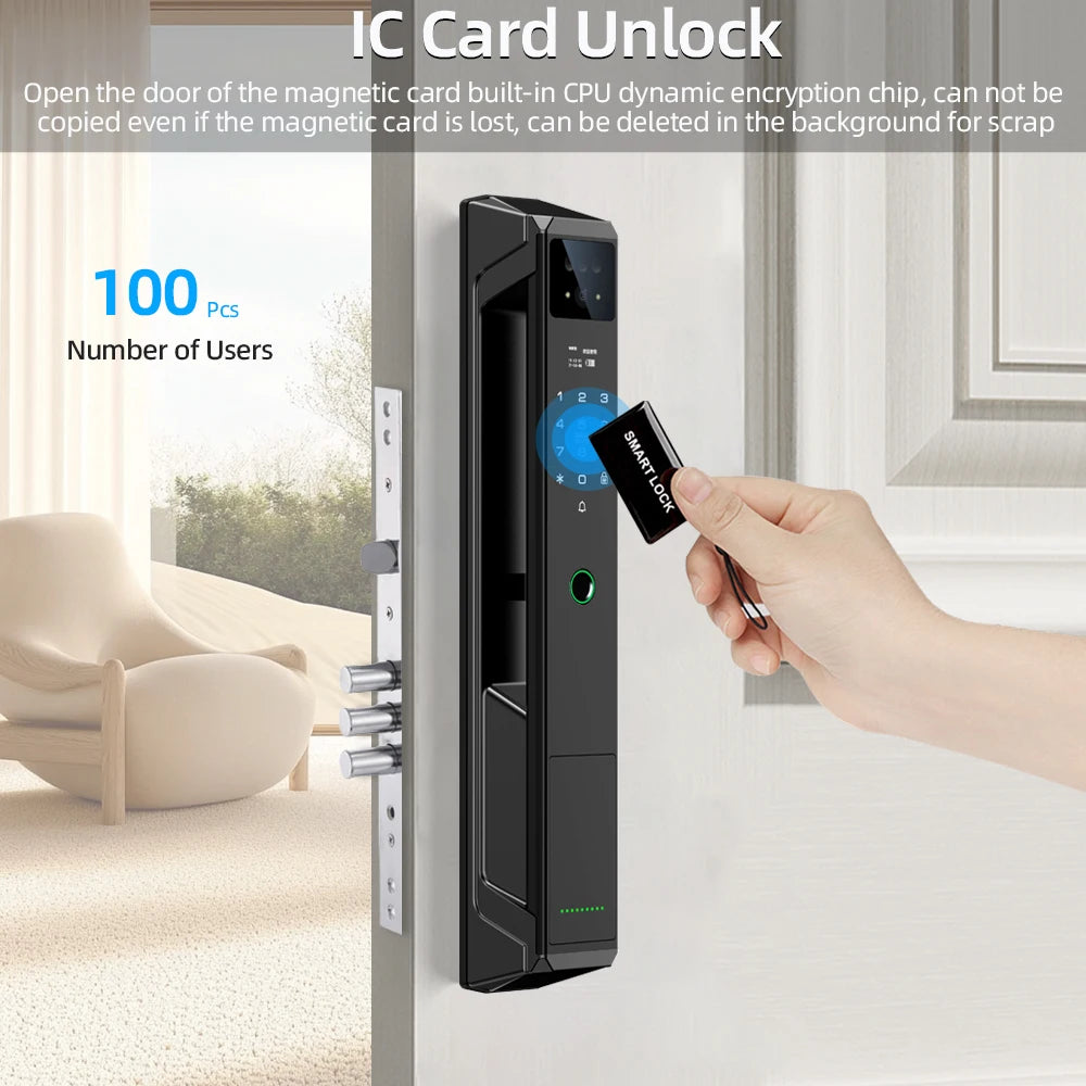 RAYKUBE 21-language Voice Tuya WiFi Camera Palm Vein Smart Fingerprint Lock Face Recognition Digital Lock With Video Call P85