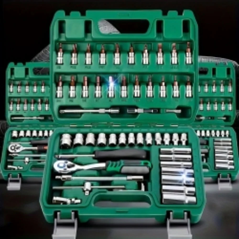 Magnetic 46-Piece Tool Set with Carrying Case, Portable and Practical Automotive Tool Kit, Including Ratchet Wrenches and Socket Wrenches in Various Sizes