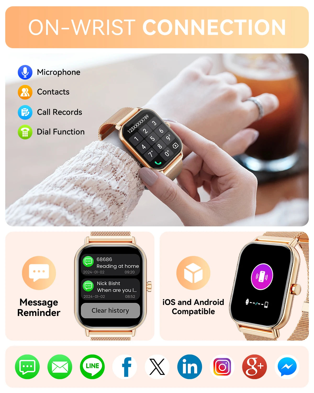 Women Fashion Smart Watch 1.85 Full Screen Bluetooth Calling Smartwatch Sleep Blood Oxygen Monitor Milan Strap Health Fitness