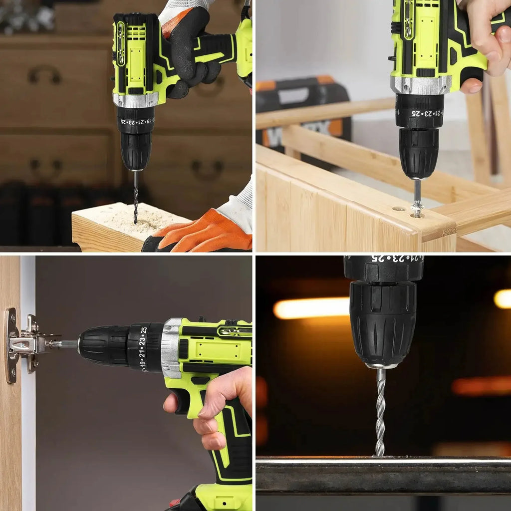 21V Cordless Impact Drill Electric Screwdriver Electric Perforator Handheld Mini Drill Wireless Li-Ion Power Tools