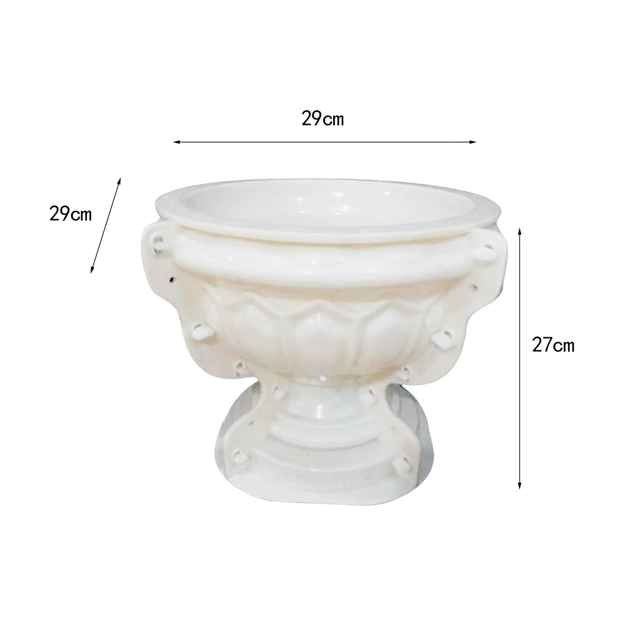 Tabletop flowerpot mold size: 29 cm wide and 27 cm high, white urn bowl with pedestal