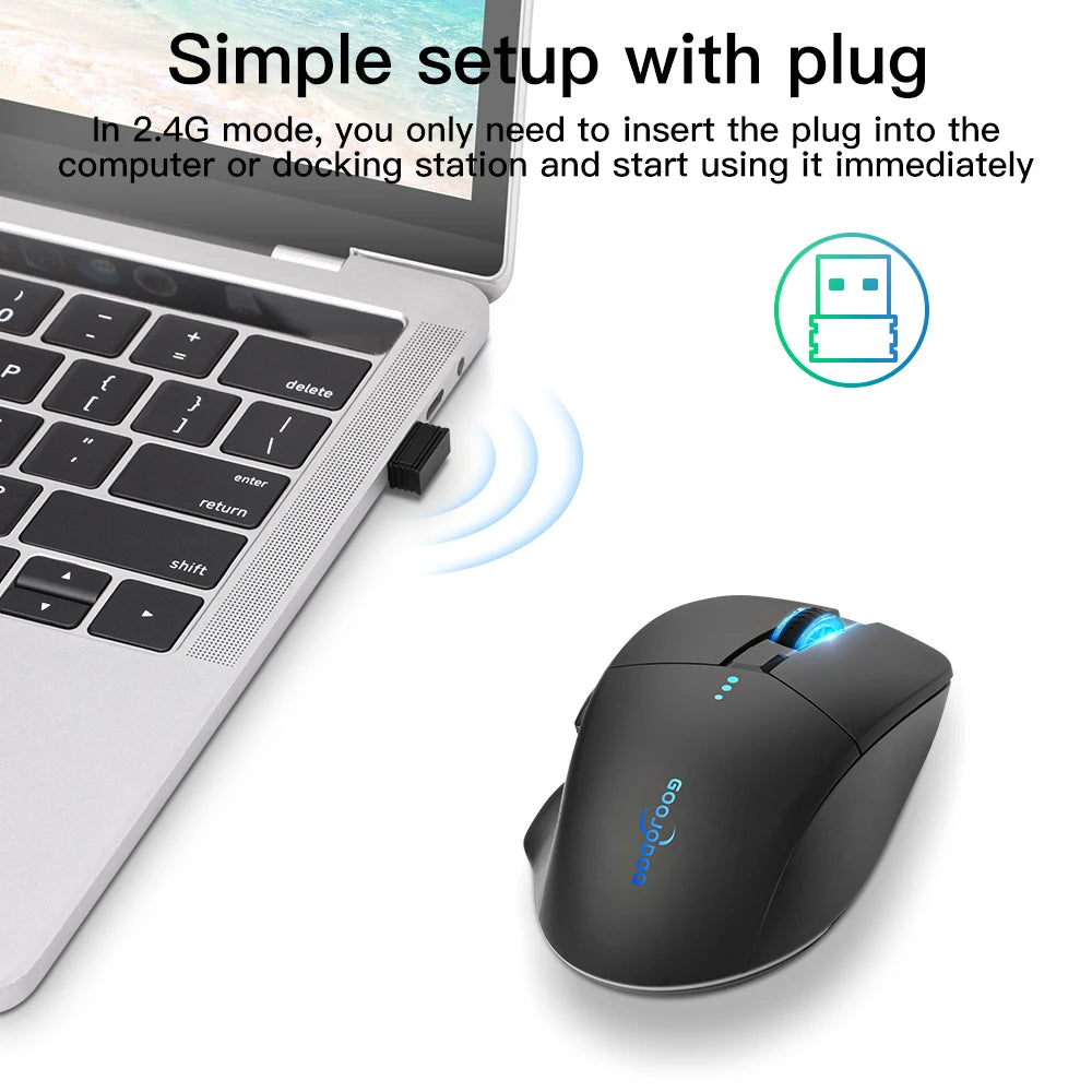 Bluetooth wireless mouse 2.4G mouse gamer 4000 DPI Optical Sensor 6 Mute Buttons For MacBook Tablet Laptop PC gaming mouse