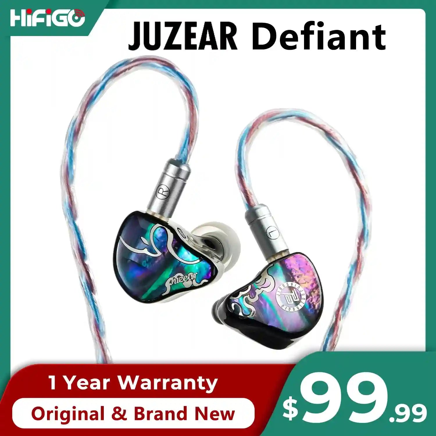 Juzear Defiant Hybrid In-Ear Monitors - 1DD+3BA Pro Studio Audio Tidesmit