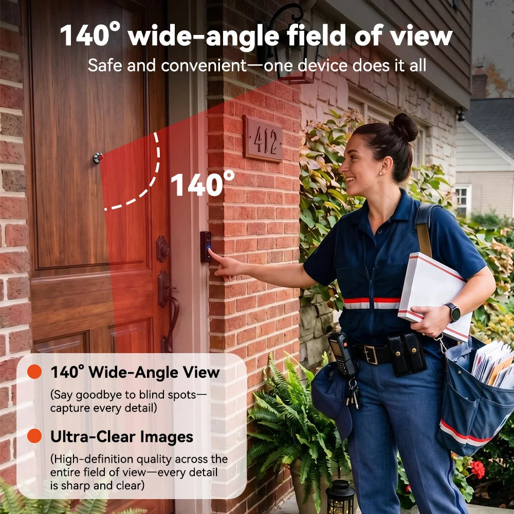 5 Inch WiFi Tuya Video Doorbell 1080P HD Peephole Camera 140° Wide Angle PIR Motion Detection Two-Way Talk Night Vision Monitor