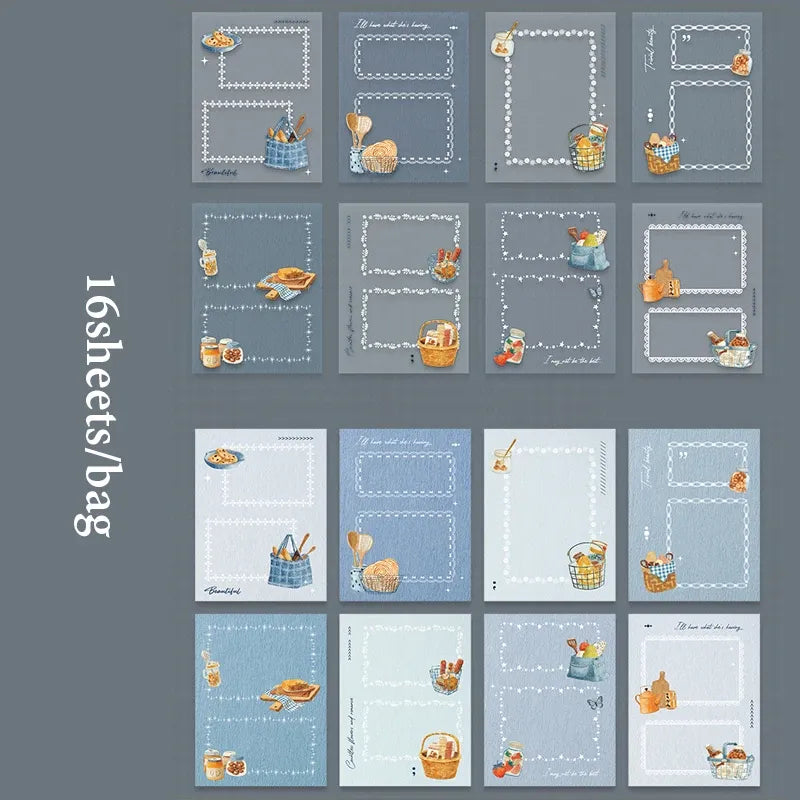 Manuscript-style sleep sticker pack with teacups, sweets, and dotted frames
