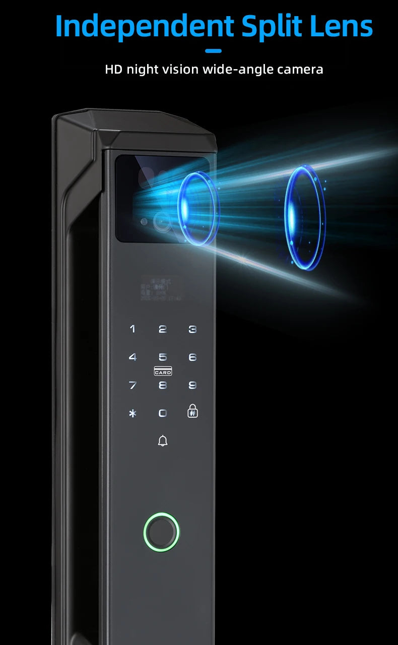 RAYKUBE P8 Tuya WiFi Camera Palm Vein Smart Lock Face Recognition Digital Fingerprint Lock With Video Call 21-language Voice