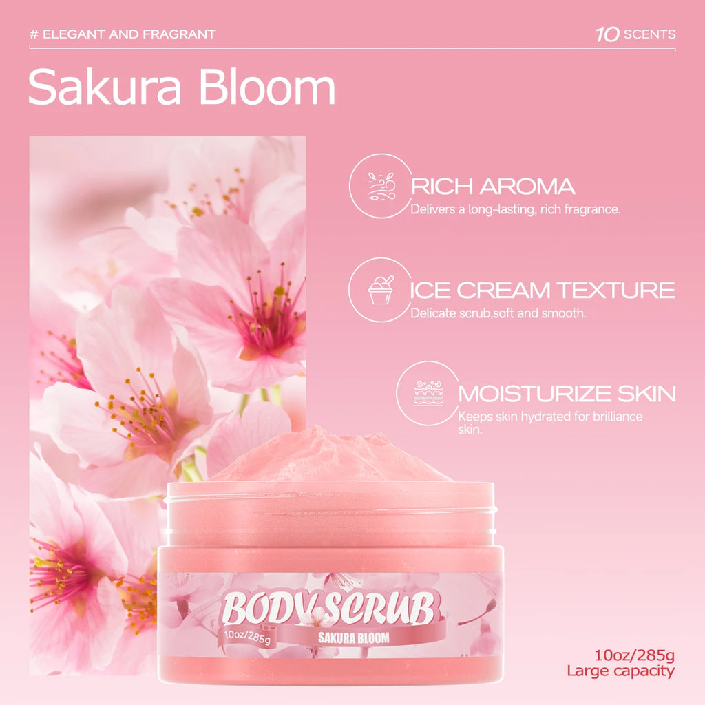 Sakura Body Scrub for Natural Exfoliation & Skin Brightening Scrubs Treatments Tidesmit