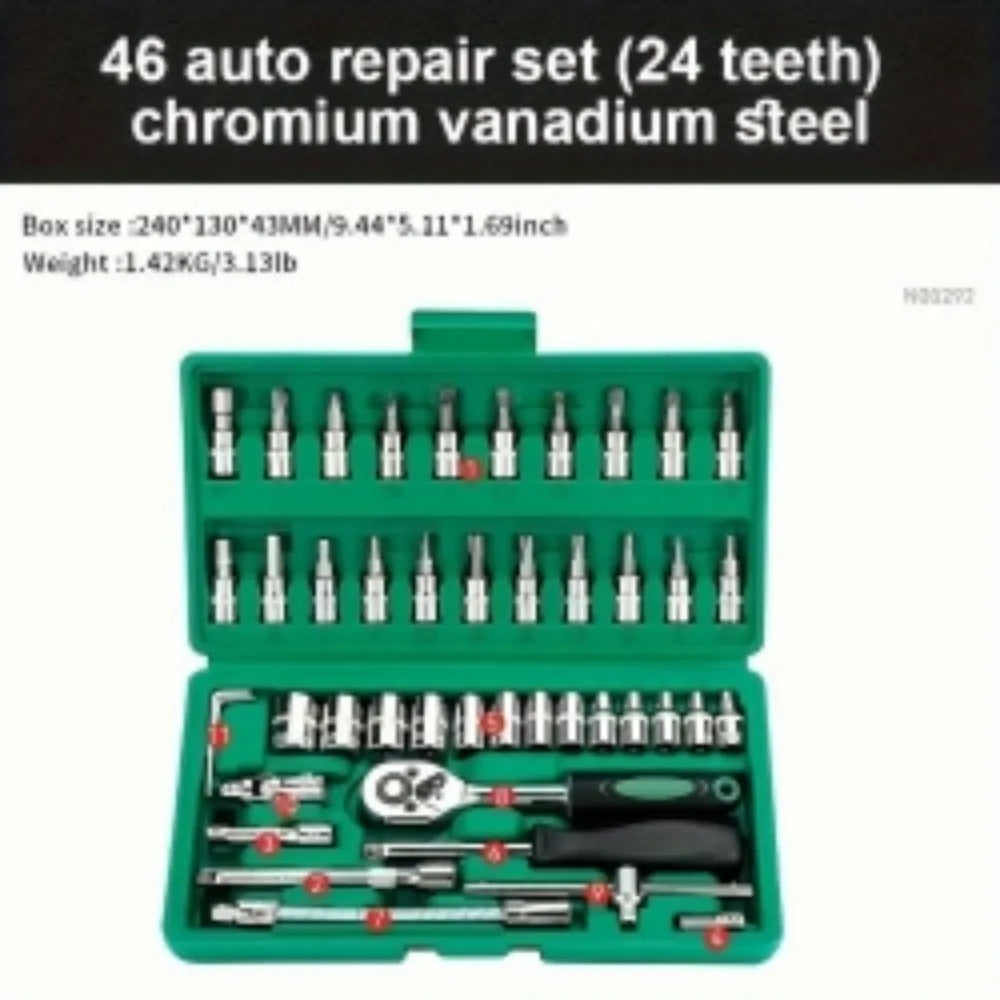 This 46-Piece Hand Tool Kit for Car Repair Is Suitable for Both Outdoor Car Repairs and Indoor Manual Work, Making It an Excellent Choice for Most People.