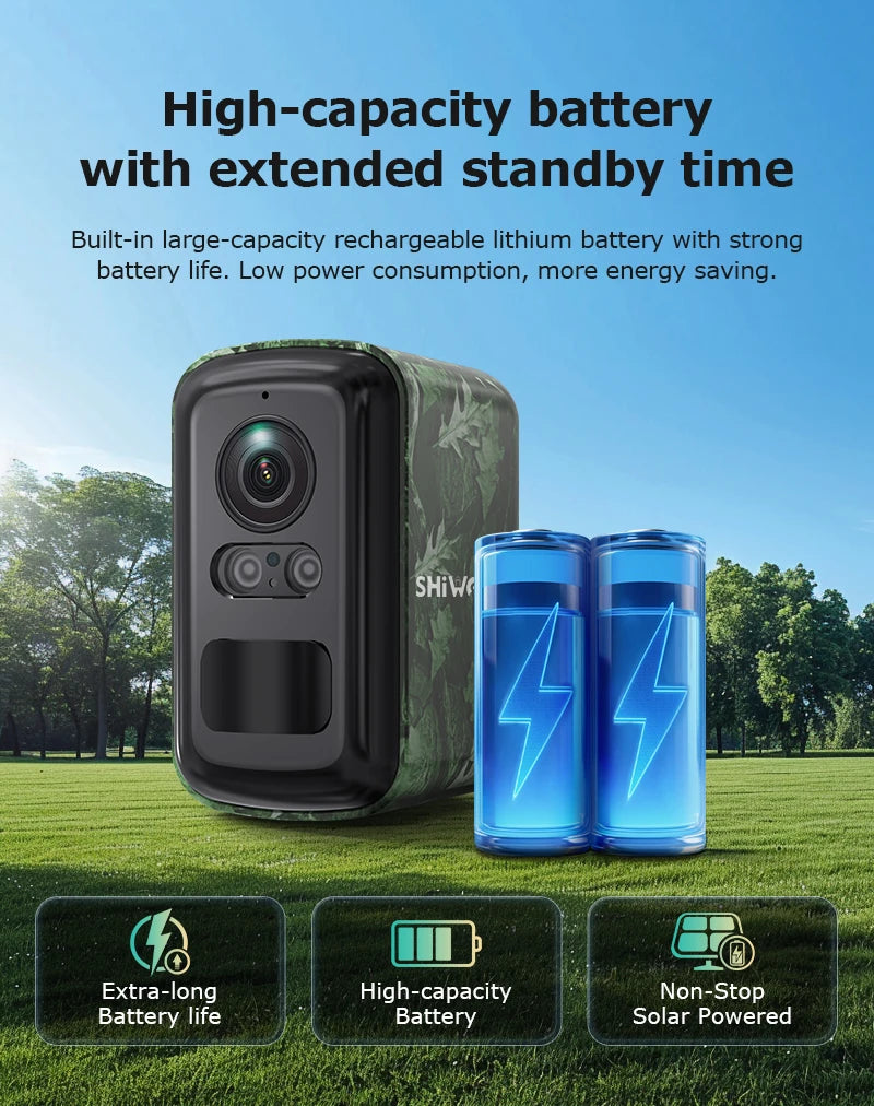 SHIWOJIj Mini Solar Security Camera, 4G WiFi Dual Network, AI Detection, IP66 Waterproof, Wireless Smart Home Indoor Outdoor Cam