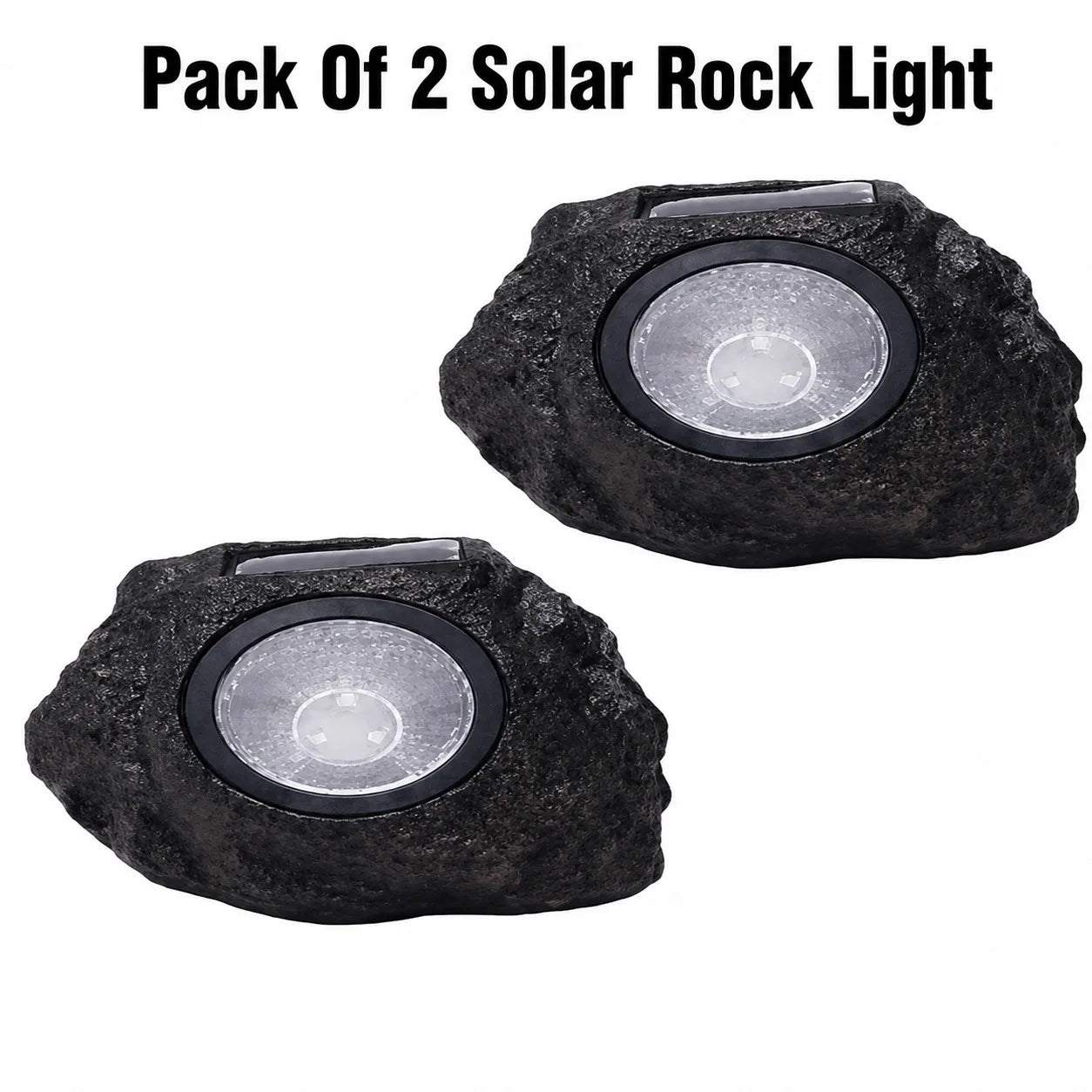 2 Pack Solar Rock Lights Outdoor Garden Landscape Stone Lights Bright White LED Solar Powered Decor