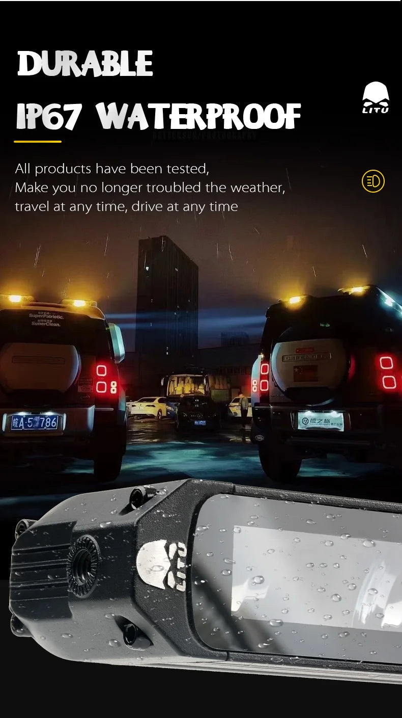 Ultra-thin Floodlight Bar Yellow White Dual Light Off Road Truck Tractor Accessories Led Light Bar Car Lighting System
