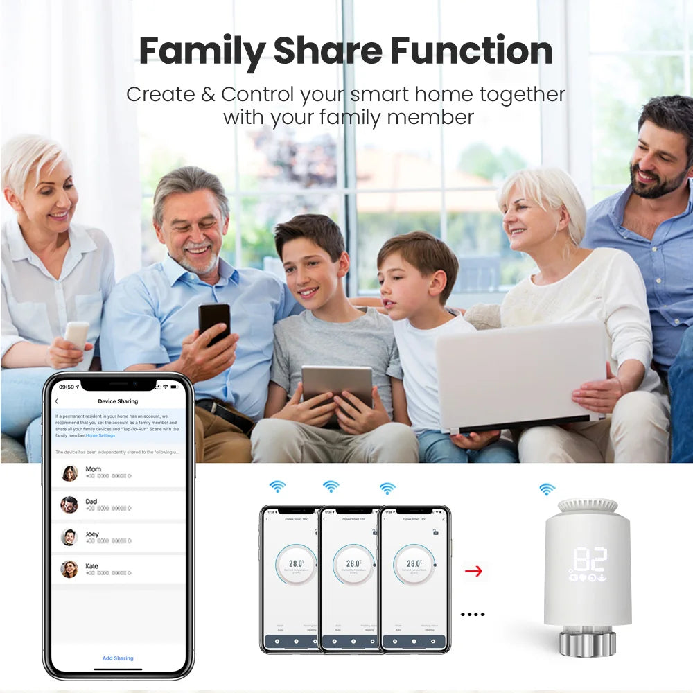 Smart Radiator Thermostat ZigBee Valve Controller for Home Heating Tidesmit